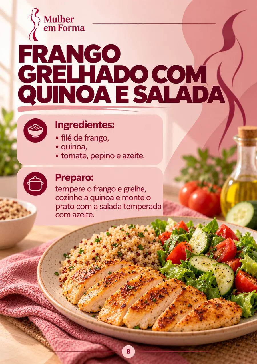 Receita de frango grelhado com quinoa e salada
