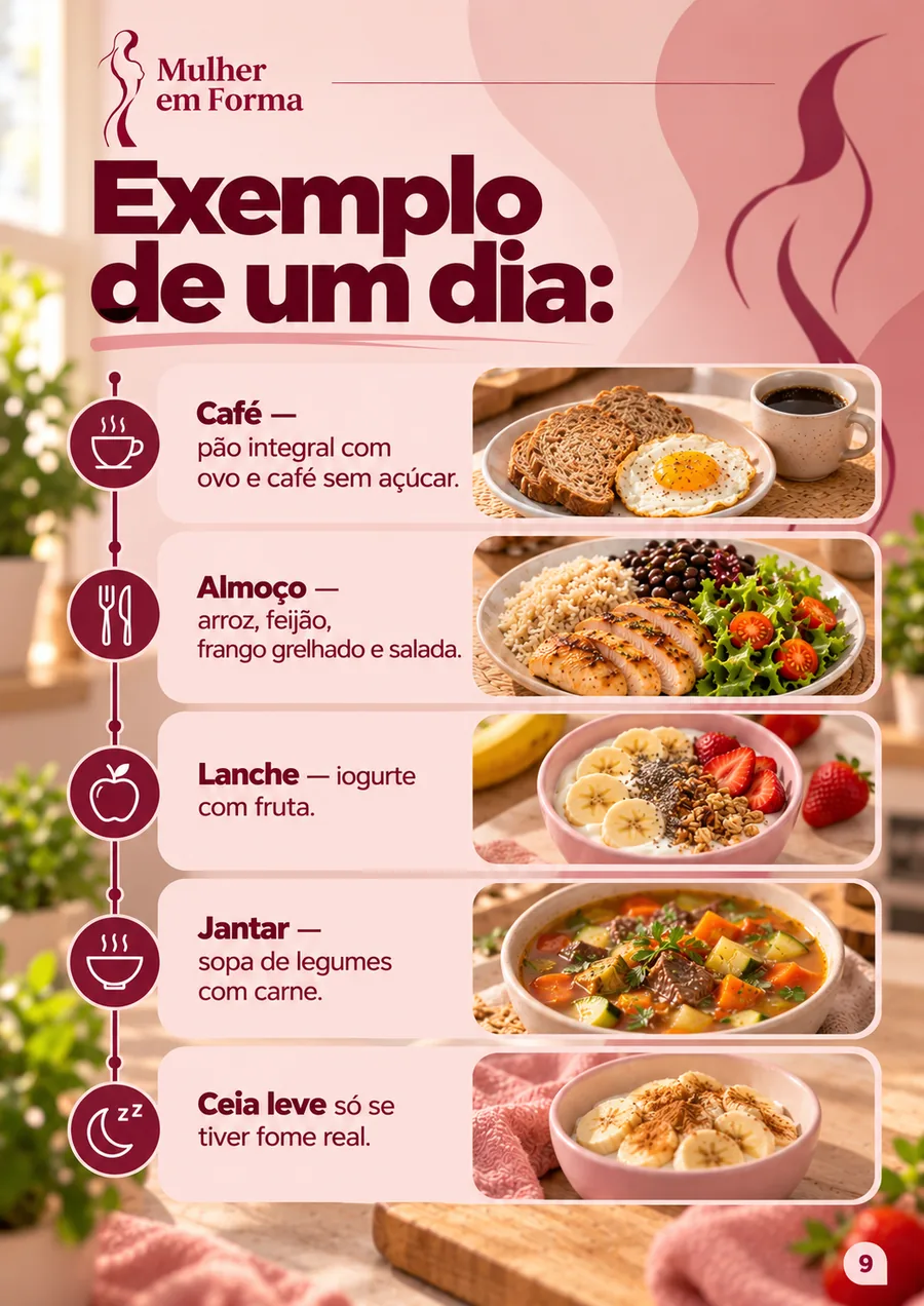 Exemplo de um dia de refeições